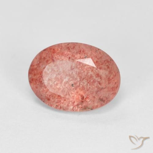 Cuarzo fresa Rosado rojizo natural de 1.27 ct, Ovalada, Transparente