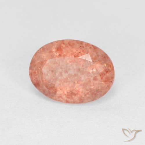 Cuarzo fresa Rosado rosa durazno natural de 1.18 ct, Ovalada, Transparente