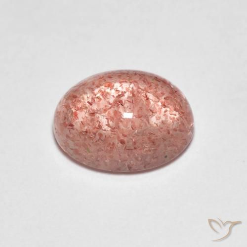 Cuarzo Fresa Rojo medio natural de 2.14 ct, Corte Óvalo, Transparente