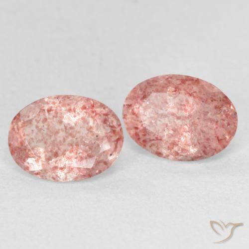 Gemas de Cuarzo fresa Rosado claro natural de 2.29 ct, Ovalada, Transparente