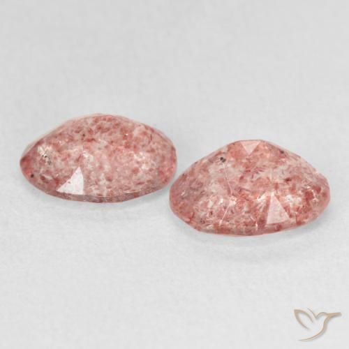 Gemas de Cuarzo fresa Rosado claro natural de 2.29 ct, Ovalada, Transparente