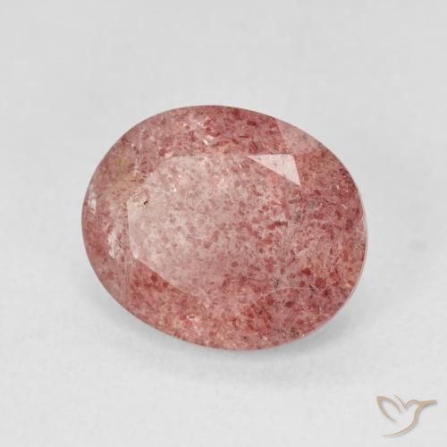 Cuarzo fresa Rosado claro natural de 4.13 ct, Ovalada, Translúcido