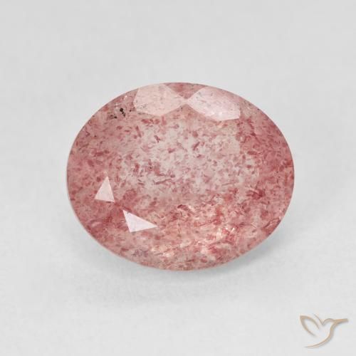 4.41ct Natural Medium Light-Pink cuarzo fresa, Ovalada, Translúcido