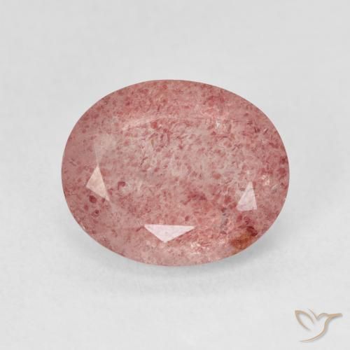 4.44ct Natural Medium Light-Pink cuarzo fresa, Ovalada, Translúcido