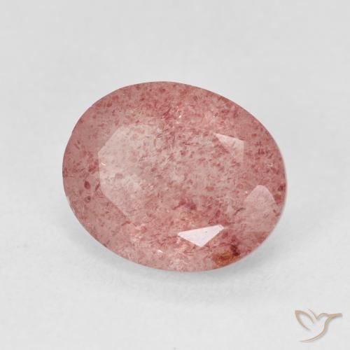 Cuarzo fresa Medium Light-Pink natural de 4.44 ct, Ovalada, Translúcido