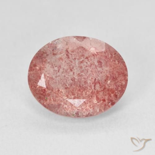 4.32ct Natural Medium Light-Pink cuarzo fresa, Ovalada, Translúcido