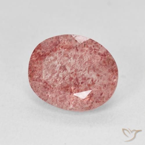 Cuarzo fresa Medium Light-Pink natural de 4.59 ct, Ovalada, Translúcido