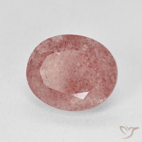 Cuarzo fresa Medium Light-Pink natural de 5.11 ct, Ovalada, Translúcido