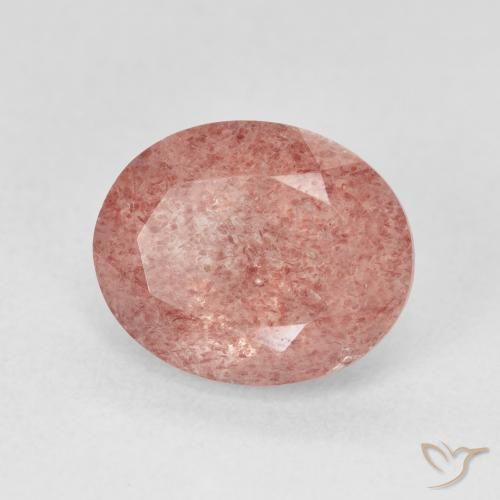Cuarzo fresa Rosado claro natural de 4.58 ct, Ovalada, Translúcido