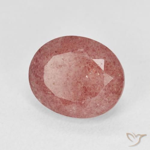 Cuarzo fresa Rosado medio natural de 4.76 ct, Ovalada, Translúcido