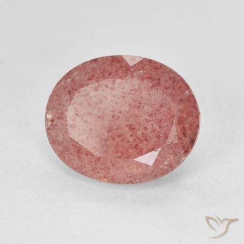 Cuarzo fresa Rosado claro natural de 4.46 ct, Ovalada, Translúcido