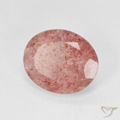 Cuarzo fresa Rosado medio natural de 3.74 ct, Ovalada, Translúcido