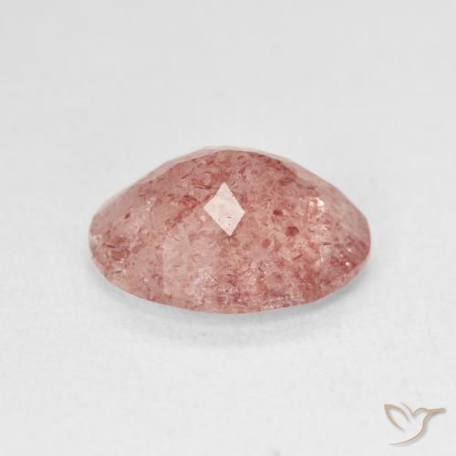 Cuarzo fresa Rosado medio natural de 3.74 ct, Ovalada, Translúcido