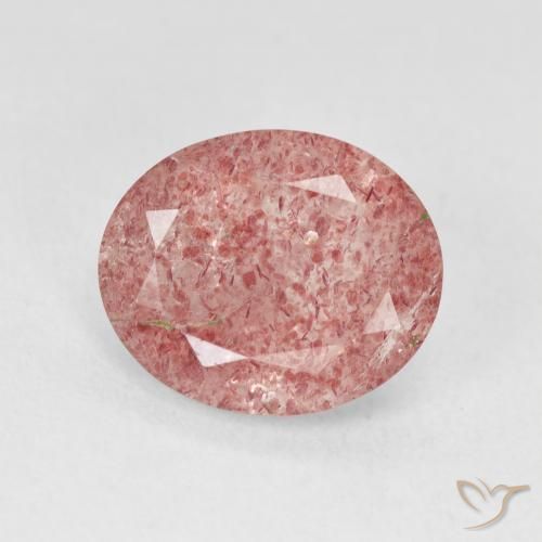 3.84ct Natural Rosado claro cuarzo fresa, Ovalada, Translúcido