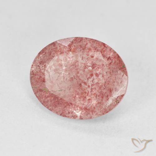 Cuarzo fresa Rosado claro natural de 3.84 ct, Ovalada, Translúcido