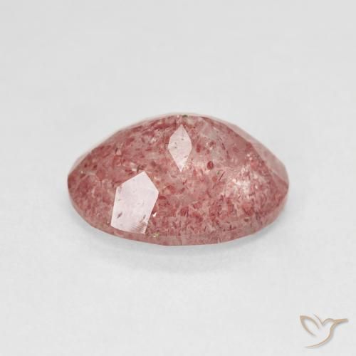 Cuarzo fresa Rosado claro natural de 3.84 ct, Ovalada, Translúcido