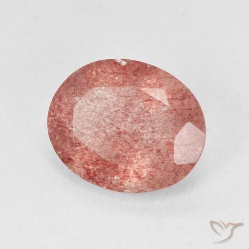 Cuarzo fresa Rosado frambuesa natural de 3.99 ct, Ovalada, Translúcido