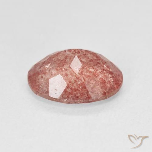 Cuarzo fresa Rosado frambuesa natural de 3.99 ct, Ovalada, Translúcido