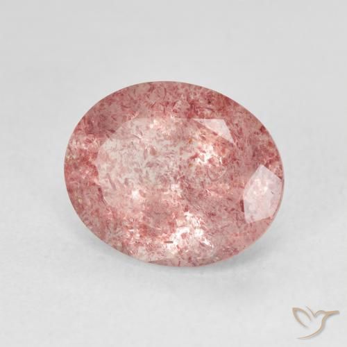 Cuarzo fresa Medium Light-Pink natural de 4.27 ct, Ovalada, Translúcido