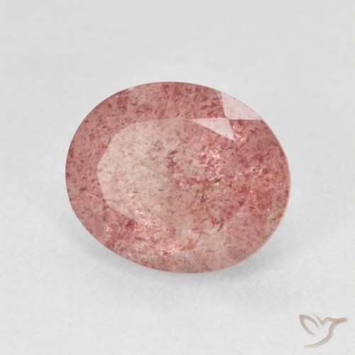 Cuarzo fresa Rosado claro natural de 4.90 ct, Ovalada, Translúcido