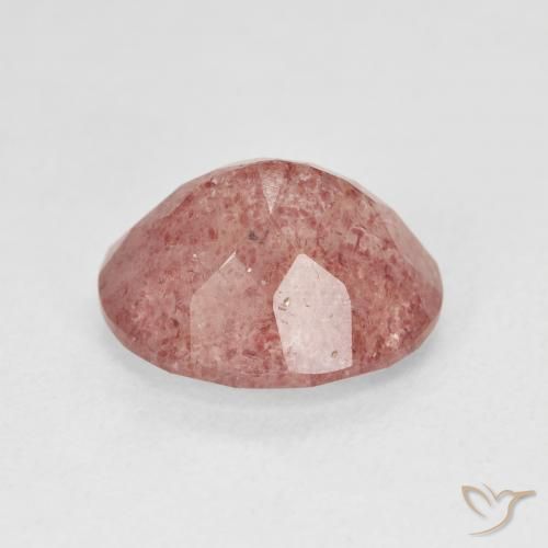 Cuarzo fresa Rosado claro natural de 4.90 ct, Ovalada, Translúcido