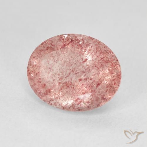 Cuarzo fresa Rosado claro natural de 4.48 ct, Ovalada, Translúcido