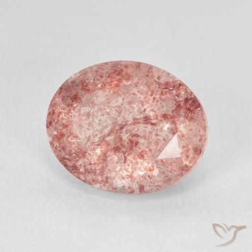 Cuarzo fresa Rosado claro natural de 4.47 ct, Ovalada, Translúcido