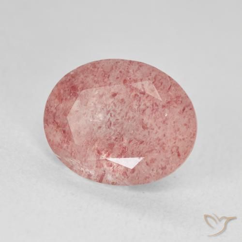 Cuarzo fresa Medium Light-Pink natural de 4.46 ct, Ovalada, Translúcido