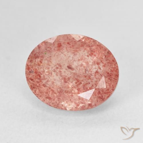 Cuarzo fresa Rosado naranja natural de 5.23 ct, Ovalada, Translúcido