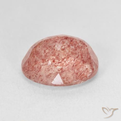 Cuarzo fresa Rosado naranja natural de 5.23 ct, Ovalada, Translúcido