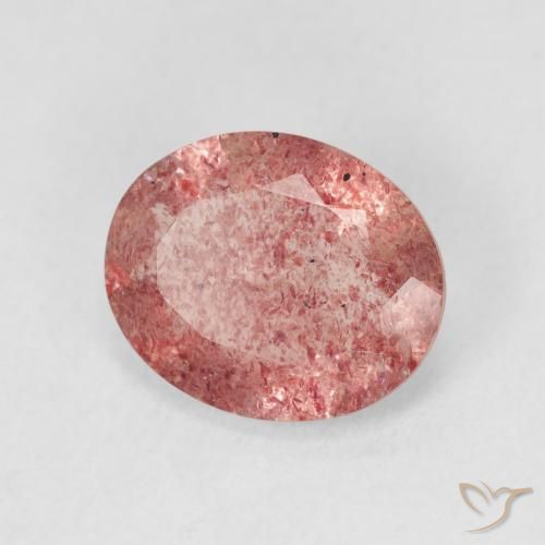 Cuarzo fresa Rosado naranja natural de 3.28 ct, Ovalada, Translúcido