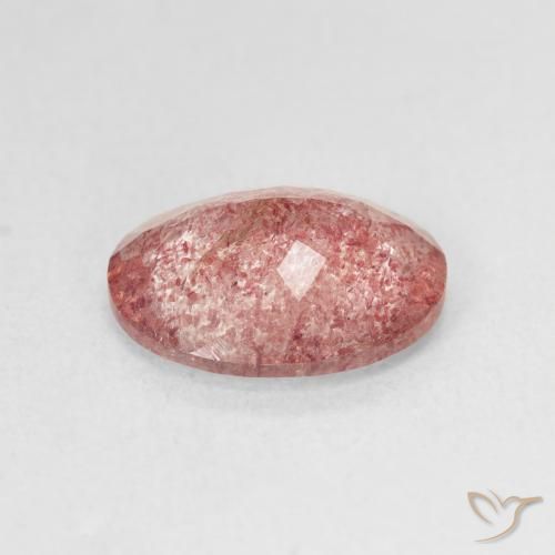 Cuarzo fresa Rosado naranja natural de 3.28 ct, Ovalada, Translúcido