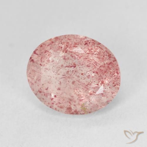 Cuarzo fresa Rosado medio natural de 4.63 ct, Ovalada, Translúcido