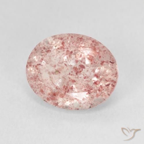 Cuarzo fresa Rosado claro natural de 4.35 ct, Ovalada, Translúcido