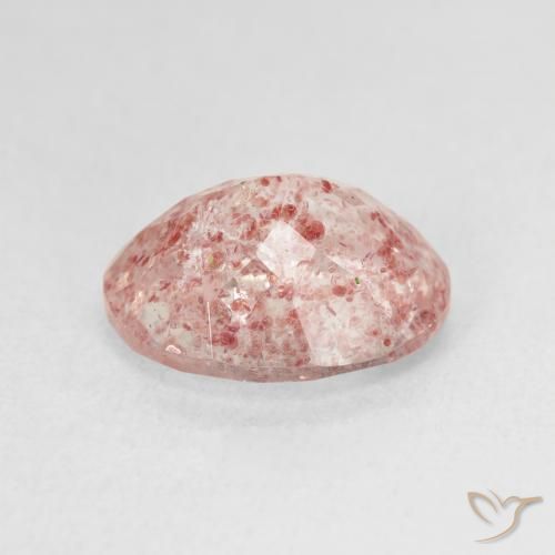 Cuarzo fresa Rosado claro natural de 4.35 ct, Ovalada, Translúcido