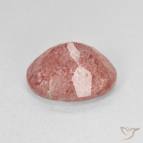 Cuarzo fresa Rosado medio natural de 4.70 ct, Ovalada, Translúcido