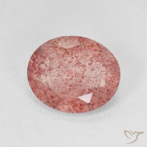 Cuarzo fresa Rosado claro natural de 3.49 ct, Ovalada, Translúcido