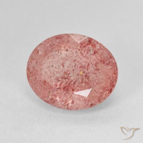 Cuarzo fresa Rosado medio natural de 4.91 ct, Ovalada, Translúcido
