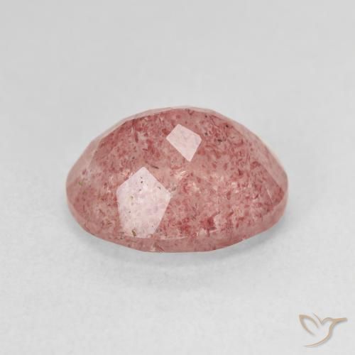 Cuarzo fresa Rosado medio natural de 4.91 ct, Ovalada, Translúcido