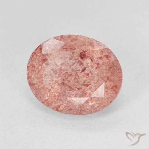 Cuarzo fresa Rosado claro natural de 4.80 ct, Ovalada, Translúcido