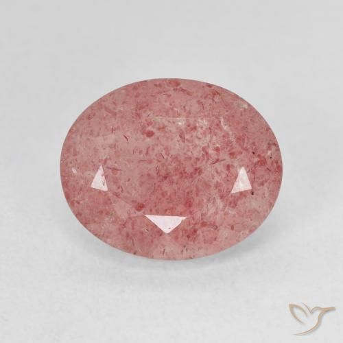 Cuarzo fresa Rosado cálido claro natural de 4.51 ct, Ovalada, Translúcido