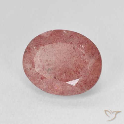Cuarzo fresa Rosado frambuesa natural de 4.53 ct, Ovalada, Translúcido