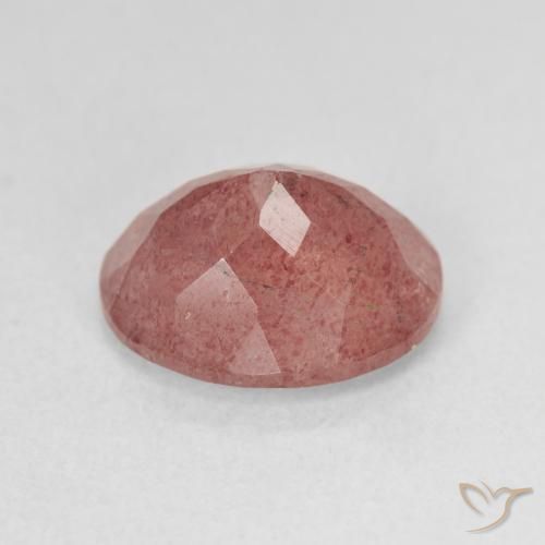 Cuarzo fresa Rosado frambuesa natural de 4.53 ct, Ovalada, Translúcido