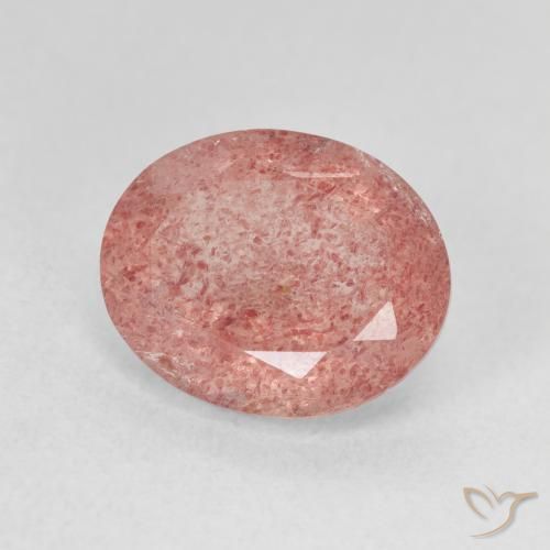 Cuarzo fresa Rosado medio natural de 4.39 ct, Ovalada, Translúcido