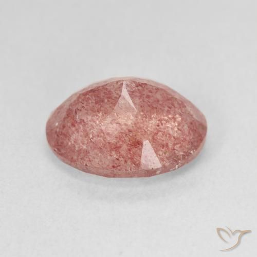 Cuarzo fresa Rosado medio natural de 4.39 ct, Ovalada, Translúcido
