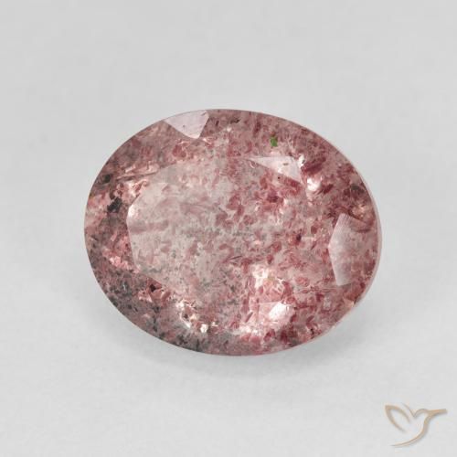 Cuarzo fresa Rosado intenso natural de 4.95 ct, Ovalada, Translúcido