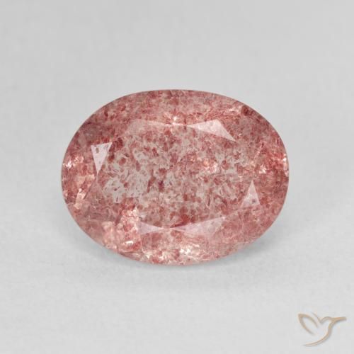 3.65ct Natural Rosado cálido claro cuarzo fresa, Ovalada, Translúcido
