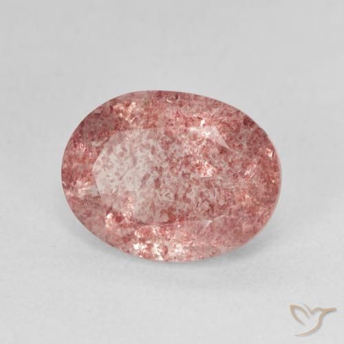 Cuarzo fresa Rosado cálido claro natural de 3.65 ct, Ovalada, Translúcido