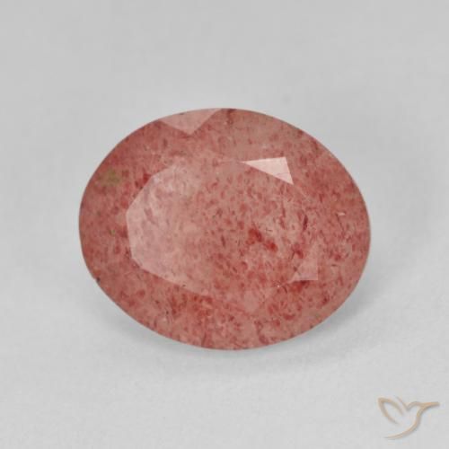 3.62ct Natural Rojo medio cuarzo fresa, Ovalada, Translúcido