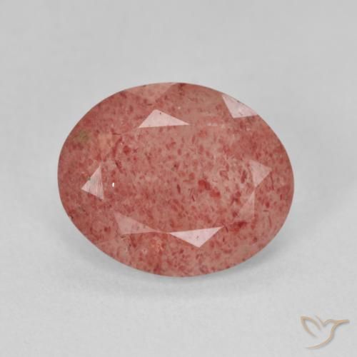 Cuarzo fresa Rojo medio natural de 3.62 ct, Ovalada, Translúcido